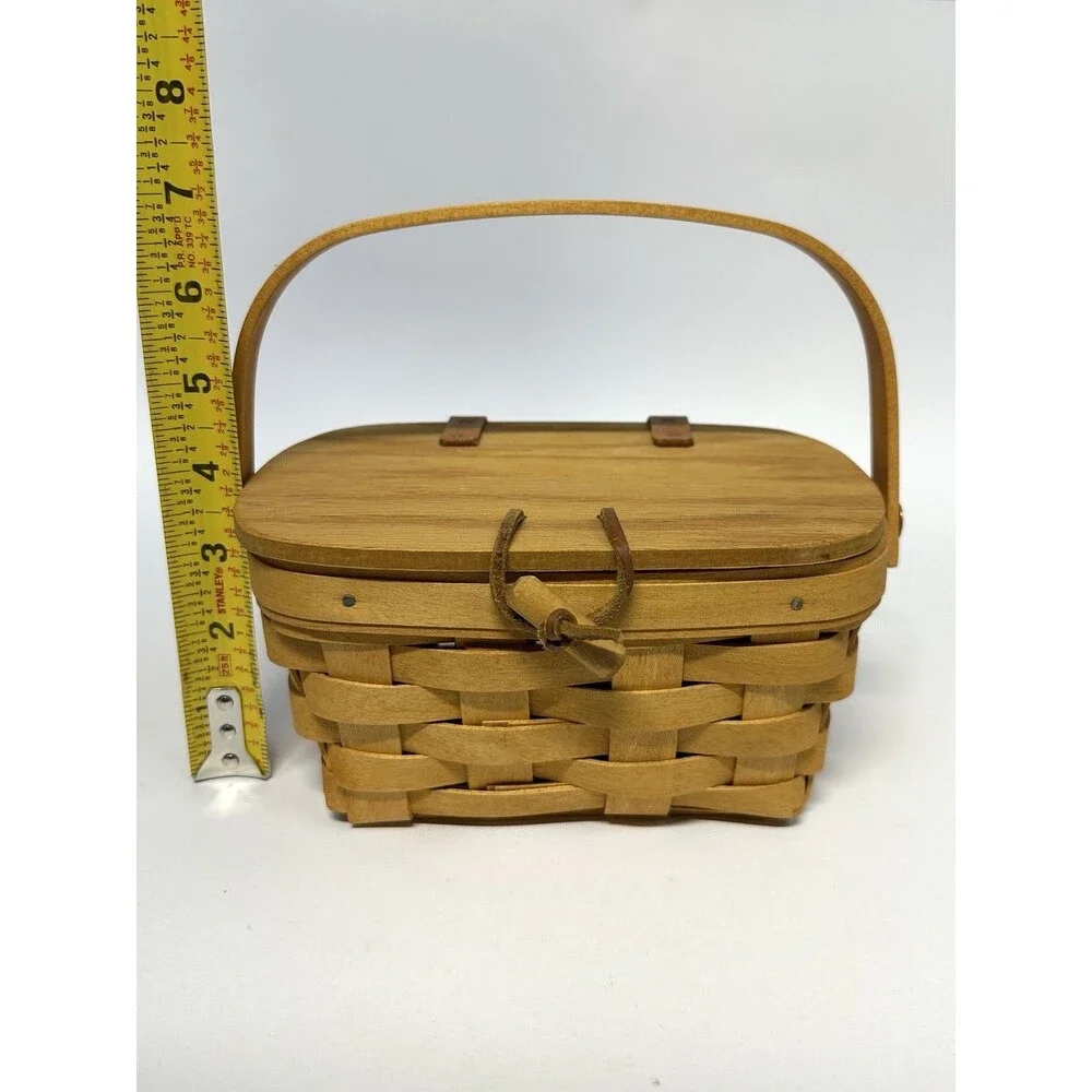Longaberger Y2K Small Purse Basket Mini Picnic Basket Boho Style Kiddie Signed